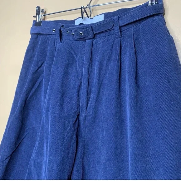 Christine Alcalay Blue Corduroy Straight Leg Ankle Length Pants